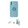 MARSİLYAN™- iPhone 11 Kılıf Yörünge Çizgi - Şeffaf Royal Nano Ekran Koruyucu + Renkli Kamera Lens Koruma Cam - TU