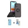 MARSİLYAN™- iPhone 11 Kılıf Yörünge Çizgi - Şeffaf Royal Nano Ekran Koruyucu + Neon Fosforlu Kamera Lens - TU