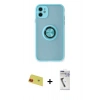 MARSİLYAN™- iPhone 11 Kılıf Yörünge Çizgi - Şeffaf Uv Polymer Nano Ekran Koruyucu + Rainbow Kamera Lens Koruma Cam - KI