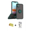 MARSİLYAN™- iPhone 11 Kılıf Yörünge Çizgi - Şeffaf Uv Polymer Nano Ekran Koruyucu + Rainbow Kamera Lens Koruma Cam - KI