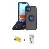 MARSİLYAN™- iPhone 11 Kılıf Yörünge Çizgi - Şeffaf Uv Polymer Nano Ekran Koruyucu + Rainbow Kamera Lens Koruma Cam - KI