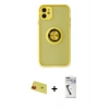 MARSİLYAN™- iPhone 11 Kılıf Yörünge Çizgi - Şeffaf Uv Polymer Nano Ekran Koruyucu + Rainbow Kamera Lens Koruma Cam - KI
