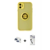 MARSİLYAN™- iPhone 11 Kılıf Yörünge Çizgi - Şeffaf Uv Polymer Nano Ekran Koruyucu + Pers Alüminyum Kamera Lens - LT