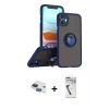 MARSİLYAN™- iPhone 11 Kılıf Yörünge Çizgi - Şeffaf Uv Polymer Nano Ekran Koruyucu + Pers Alüminyum Kamera Lens - LT