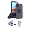 MARSİLYAN™- iPhone 11 Kılıf Yörünge Çizgi - Şeffaf Uv Polymer Nano Ekran Koruyucu + Raze Metal Kamera Lens - MR