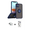 MARSİLYAN™- iPhone 11 Kılıf Yörünge Çizgi - Şeffaf Uv Polymer Nano Ekran Koruyucu + Pers Alüminyum Kamera Lens - YL