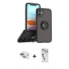 MARSİLYAN™- iPhone 11 Kılıf Yörünge Çizgi - Şeffaf Uv Polymer Nano Ekran Koruyucu + Pers Alüminyum Kamera Lens - YL