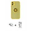 MARSİLYAN™- iPhone 11 Kılıf Yörünge Çizgi - Şeffaf Uv Polymer Nano Ekran Koruyucu + Pers Alüminyum Kamera Lens - YL