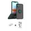 MARSİLYAN™- iPhone 11 Kılıf Yörünge Çizgi - Şeffaf Uv Polymer Nano Ekran Koruyucu + Renkli Kamera Lens Koruma Cam - SI