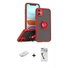 MARSİLYAN™- iPhone 11 Kılıf Yörünge Çizgi - Şeffaf Uv Polymer Nano Ekran Koruyucu + Renkli Kamera Lens Koruma Cam - SI