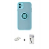 MARSİLYAN™- iPhone 11 Kılıf Yörünge Çizgi - Şeffaf Uv Polymer Nano Ekran Koruyucu + Renkli Kamera Lens Koruma Cam - SI