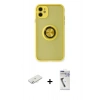 MARSİLYAN™- iPhone 11 Kılıf Yörünge Çizgi - Şeffaf Uv Polymer Nano Ekran Koruyucu + Renkli Kamera Lens Koruma Cam - SI