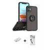 MARSİLYAN™- iPhone 11 Kılıf Yörünge Çizgi - Şeffaf Uv Polymer Nano Ekran Koruyucu + Renkli Kamera Lens Koruma Cam - SI