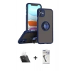 MARSİLYAN™- iPhone 11 Kılıf Yörünge Çizgi - Şeffaf Uv Polymer Nano Ekran Koruyucu + Şeffaf Kamera Lens Koruma Cam
