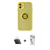 MARSİLYAN™- iPhone 11 Kılıf Yörünge Çizgi - Şeffaf Uv Polymer Nano Ekran Koruyucu + Şeffaf Kamera Lens Koruma Cam