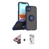MARSİLYAN™- iPhone 11 Kılıf Yörünge Çizgi - Şeffaf Uv Polymer Nano Ekran Koruyucu + Raze Metal Kamera Lens - SH