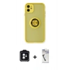 MARSİLYAN™- iPhone 11 Kılıf Yörünge Çizgi - Şeffaf Uv Polymer Nano Ekran Koruyucu + PVD Metal Kamera Lens - YL
