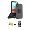 MARSİLYAN™- iPhone 11 Kılıf Yörünge Çizgi - Siyah 34D Hayalet Izgaralı Cam + Rainbow Kamera Lens Koruma Cam - KI