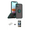 MARSİLYAN™- iPhone 11 Kılıf Yörünge Çizgi - Siyah 34D Hayalet Izgaralı Cam + Renkli Kamera Lens Koruma Cam - SI