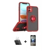 MARSİLYAN™- iPhone 11 Kılıf Yörünge Çizgi - Siyah 34D Hayalet Izgaralı Cam + Kamera Lens Koruma Cam - SF