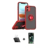 MARSİLYAN™- iPhone 11 Kılıf Yörünge Çizgi - Siyah 360 Mat Full Body Arka Koruyucu + Kamera Lens Koruma Cam - SF