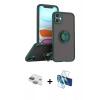 MARSİLYAN™- iPhone 11 Kılıf Yörünge Çizgi - Siyah 3D Antistatik Cam Ekran Koruyucu + Pers Alüminyum Kamera Lens - YL