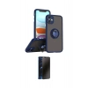 MARSİLYAN™- iPhone 11 Kılıf Yörünge Çizgi - Siyah 3D Antistatik Hayalet Cam Ekran Koruyucu