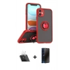 MARSİLYAN™- iPhone 11 Kılıf Yörünge Çizgi - Siyah 3D Antistatik Hayalet Cam Ekran Koruyucu + Kamera Lens Koruma Cam - SF