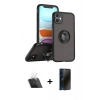MARSİLYAN™- iPhone 11 Kılıf Yörünge Çizgi - Siyah 3D Antistatik Hayalet Cam Ekran Koruyucu + Kamera Lens Koruma Cam - SF
