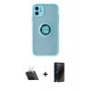 MARSİLYAN™- iPhone 11 Kılıf Yörünge Çizgi - Siyah 3D Antistatik Hayalet Cam Ekran Koruyucu + Kamera Lens Koruma Cam - SF