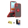 MARSİLYAN™- iPhone 11 Kılıf Yörünge Çizgi - Siyah 3D Antistatik Mat Seramik Nano Ekran Koruyucu + Rainbow Kamera Lens Koruma Cam - KI