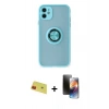 MARSİLYAN™- iPhone 11 Kılıf Yörünge Çizgi - Siyah 3D Antistatik Mat Seramik Nano Ekran Koruyucu + Rainbow Kamera Lens Koruma Cam - KI