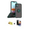 MARSİLYAN™- iPhone 11 Kılıf Yörünge Çizgi - Siyah 3D Antistatik Mat Seramik Nano Ekran Koruyucu + Rainbow Kamera Lens Koruma Cam - KI