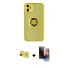 MARSİLYAN™- iPhone 11 Kılıf Yörünge Çizgi - Siyah 3D Antistatik Mat Seramik Nano Ekran Koruyucu + Rainbow Kamera Lens Koruma Cam - KI