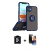 MARSİLYAN™- iPhone 11 Kılıf Yörünge Çizgi - Siyah 3D Antistatik Mat Seramik Nano Ekran Koruyucu + PVD Metal Kamera Lens - SH
