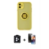 MARSİLYAN™- iPhone 11 Kılıf Yörünge Çizgi - Siyah 3D Antistatik Mat Seramik Nano Ekran Koruyucu + PVD Metal Kamera Lens - MI