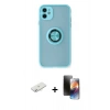 MARSİLYAN™- iPhone 11 Kılıf Yörünge Çizgi - Siyah 3D Antistatik Mat Seramik Nano Ekran Koruyucu + Renkli Kamera Lens Koruma Cam - SI