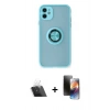MARSİLYAN™- iPhone 11 Kılıf Yörünge Çizgi - Siyah 3D Antistatik Mat Seramik Nano Ekran Koruyucu + Kamera Lens Koruma Cam - SF