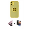 MARSİLYAN™- iPhone 11 Kılıf Yörünge Çizgi - Siyah 3D Antistatik Mat Seramik Nano Ekran Koruyucu + Raze Metal Kamera Lens - SH