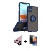 MARSİLYAN™- iPhone 11 Kılıf Yörünge Çizgi - Siyah 3D Antistatik Mat Seramik Nano Ekran Koruyucu + Raze Metal Kamera Lens - SH