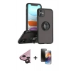 MARSİLYAN™- iPhone 11 Kılıf Yörünge Çizgi - Siyah 3D Antistatik Mat Seramik Nano Ekran Koruyucu + Raze Metal Kamera Lens - SH