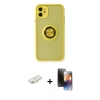 MARSİLYAN™- iPhone 11 Kılıf Yörünge Çizgi - Siyah 3D Antistatik Mat Seramik Nano Ekran Koruyucu + Renkli Kamera Lens Koruma Cam - YL