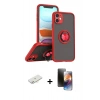 MARSİLYAN™- iPhone 11 Kılıf Yörünge Çizgi - Siyah 3D Antistatik Mat Seramik Nano Ekran Koruyucu + Renkli Kamera Lens Koruma Cam - YL