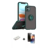 MARSİLYAN™- iPhone 11 Kılıf Yörünge Çizgi - Siyah 3D Antistatik Mat Seramik Nano Ekran Koruyucu + Renkli Kamera Lens Koruma Cam - YL
