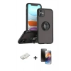 MARSİLYAN™- iPhone 11 Kılıf Yörünge Çizgi - Siyah 3D Antistatik Mat Seramik Nano Ekran Koruyucu + Renkli Kamera Lens Koruma Cam - YL