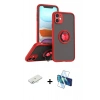 MARSİLYAN™- iPhone 11 Kılıf Yörünge Çizgi - Siyah 3D Antistatik Seramik Nano Ekran Koruyucu + Renkli Kamera Lens Koruma Cam - SI