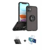 MARSİLYAN™- iPhone 11 Kılıf Yörünge Çizgi - Siyah 3D Antistatik Seramik Nano Ekran Koruyucu + Kamera Lens Koruma Cam - SF