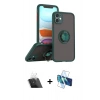 MARSİLYAN™- iPhone 11 Kılıf Yörünge Çizgi - Siyah 3D Antistatik Seramik Nano Ekran Koruyucu + Kamera Lens Koruma Cam - SF
