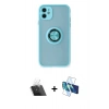 MARSİLYAN™- iPhone 11 Kılıf Yörünge Çizgi - Siyah 3D Antistatik Seramik Nano Ekran Koruyucu + Kamera Lens Koruma Cam - SF