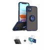 MARSİLYAN™- iPhone 11 Kılıf Yörünge Çizgi - Siyah 3D Antistatik Seramik Nano Ekran Koruyucu + Kamera Lens Koruma Cam - SF